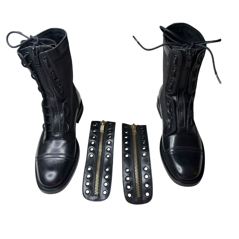 Kenneth Cole Mind-Set Zip High Boots Shoes Black Leather Size 8 Mens Lace / Zip